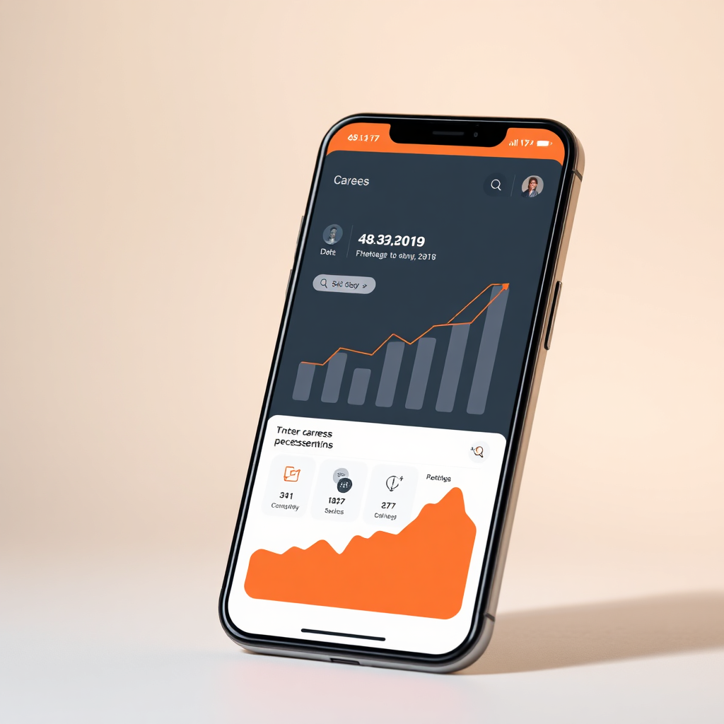 Smartphone showing career progression chart