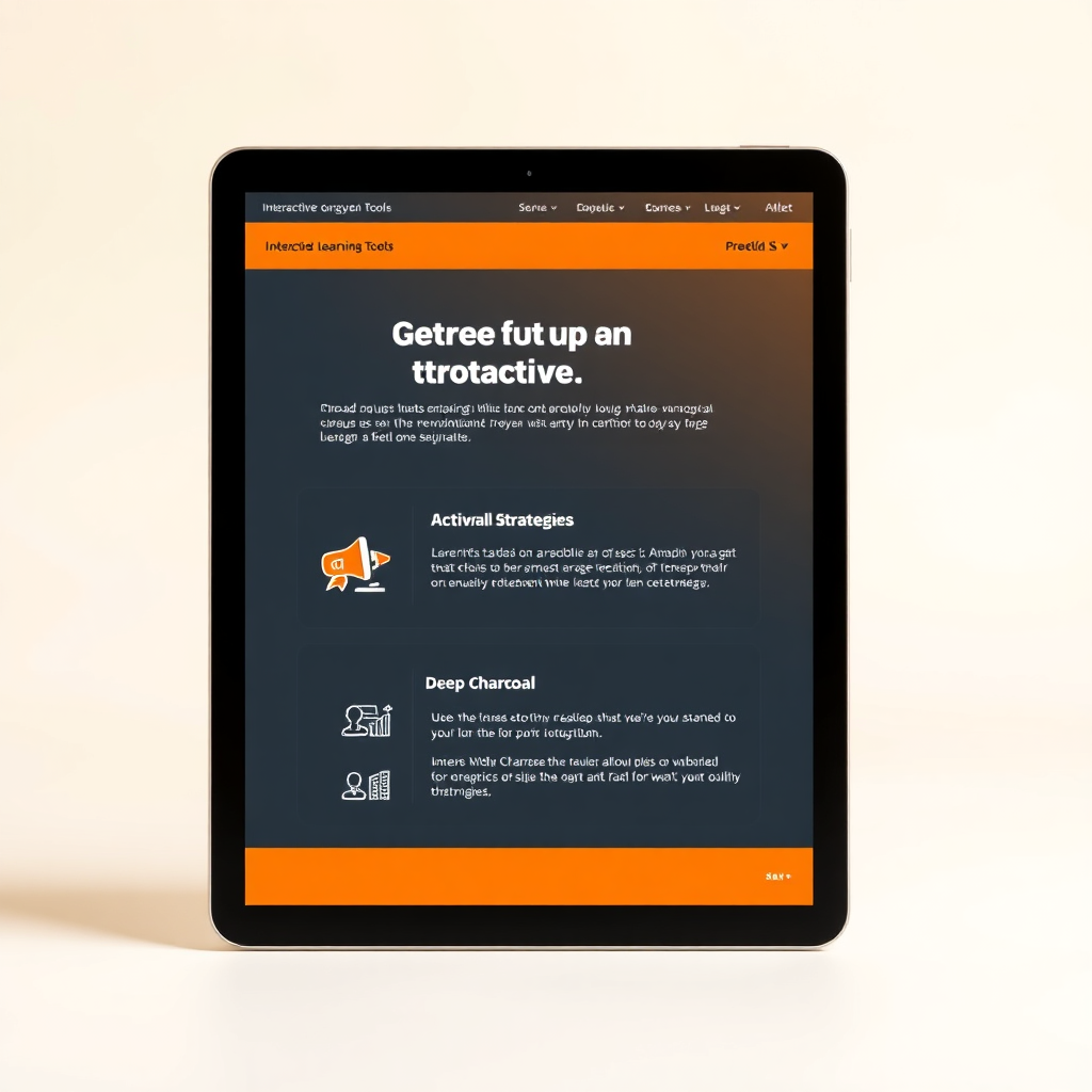 Tablet showing interactive learning tools