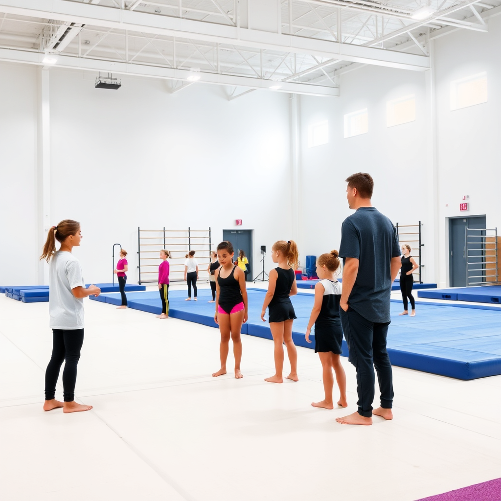 Bright and welcoming gymnastics training space