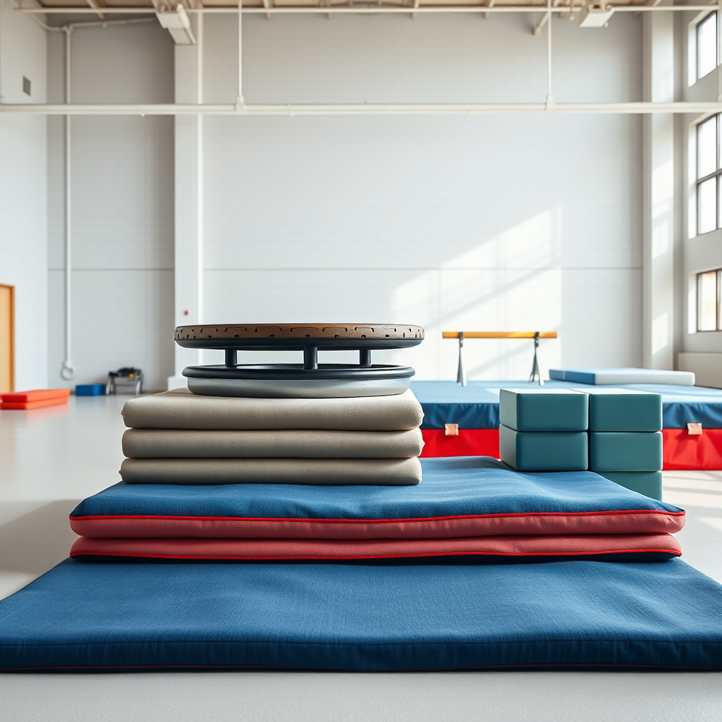 Organized gymnastics equipment and mats