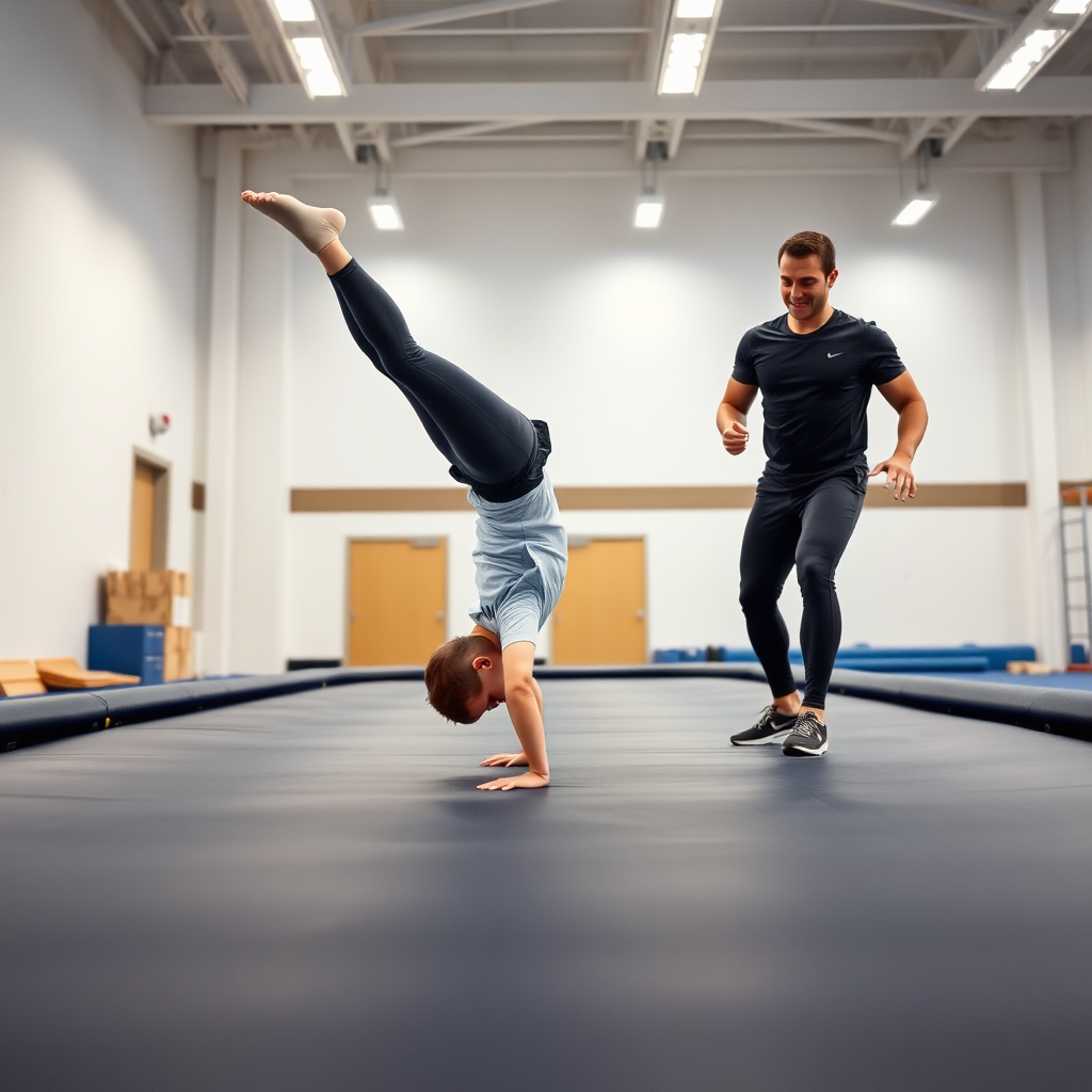 Tumbling training session on an air track