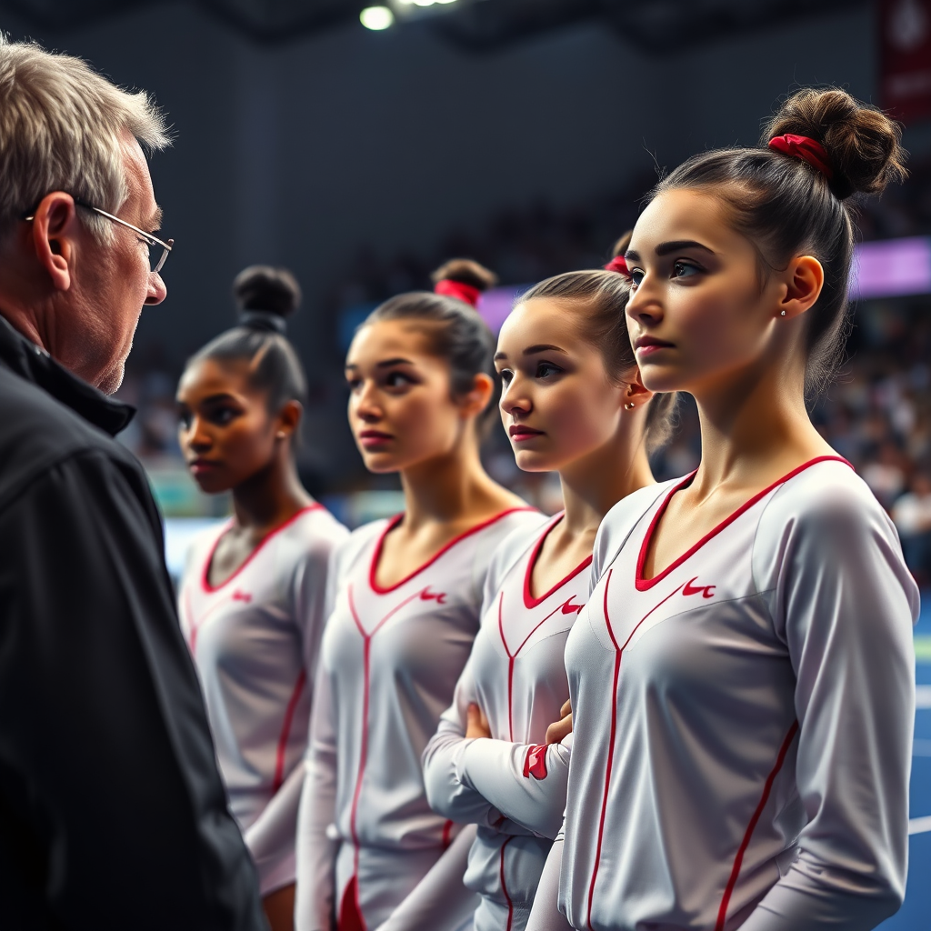 Athletes preparing with coach support at a competition setting