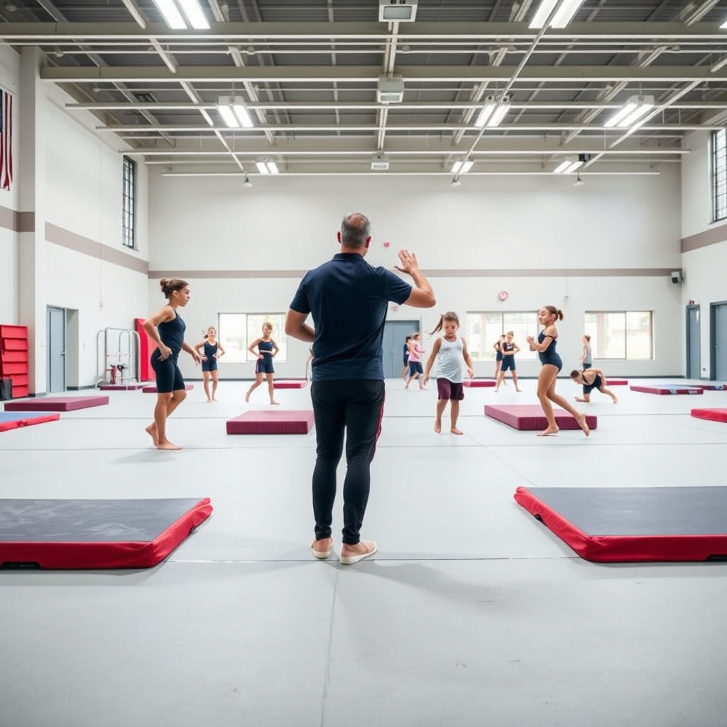 Athletes training on the floor