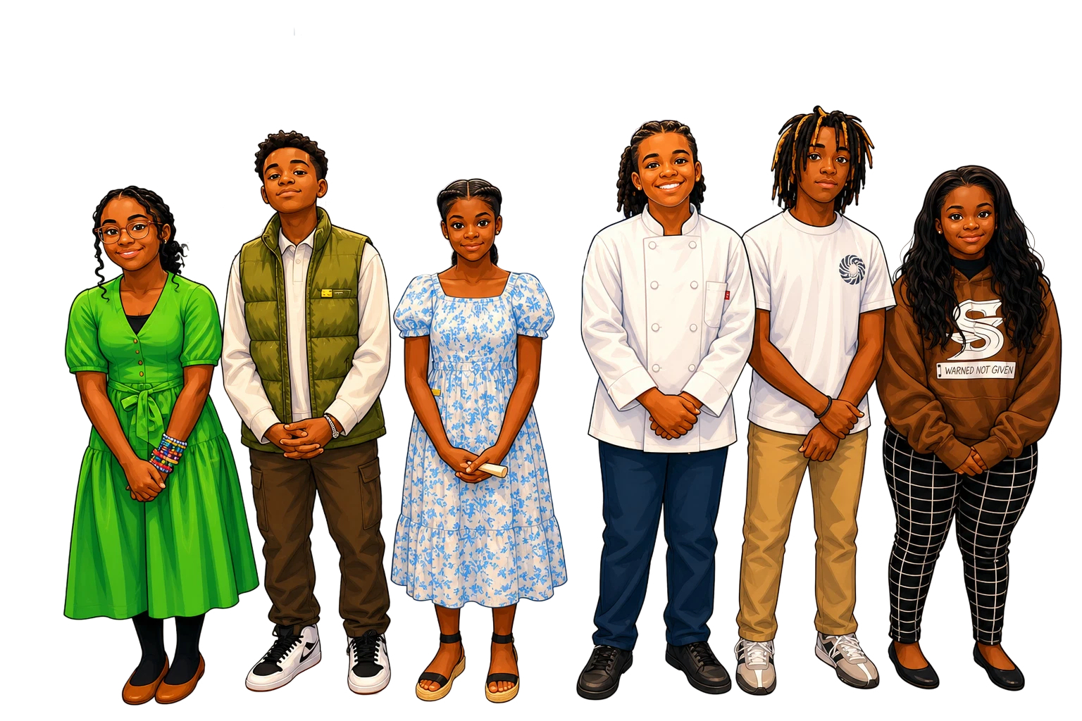 Six diverse young entrepreneurs standing together