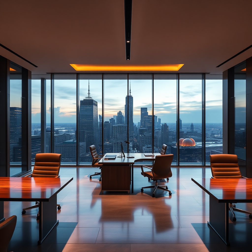 Modern office skyline view
