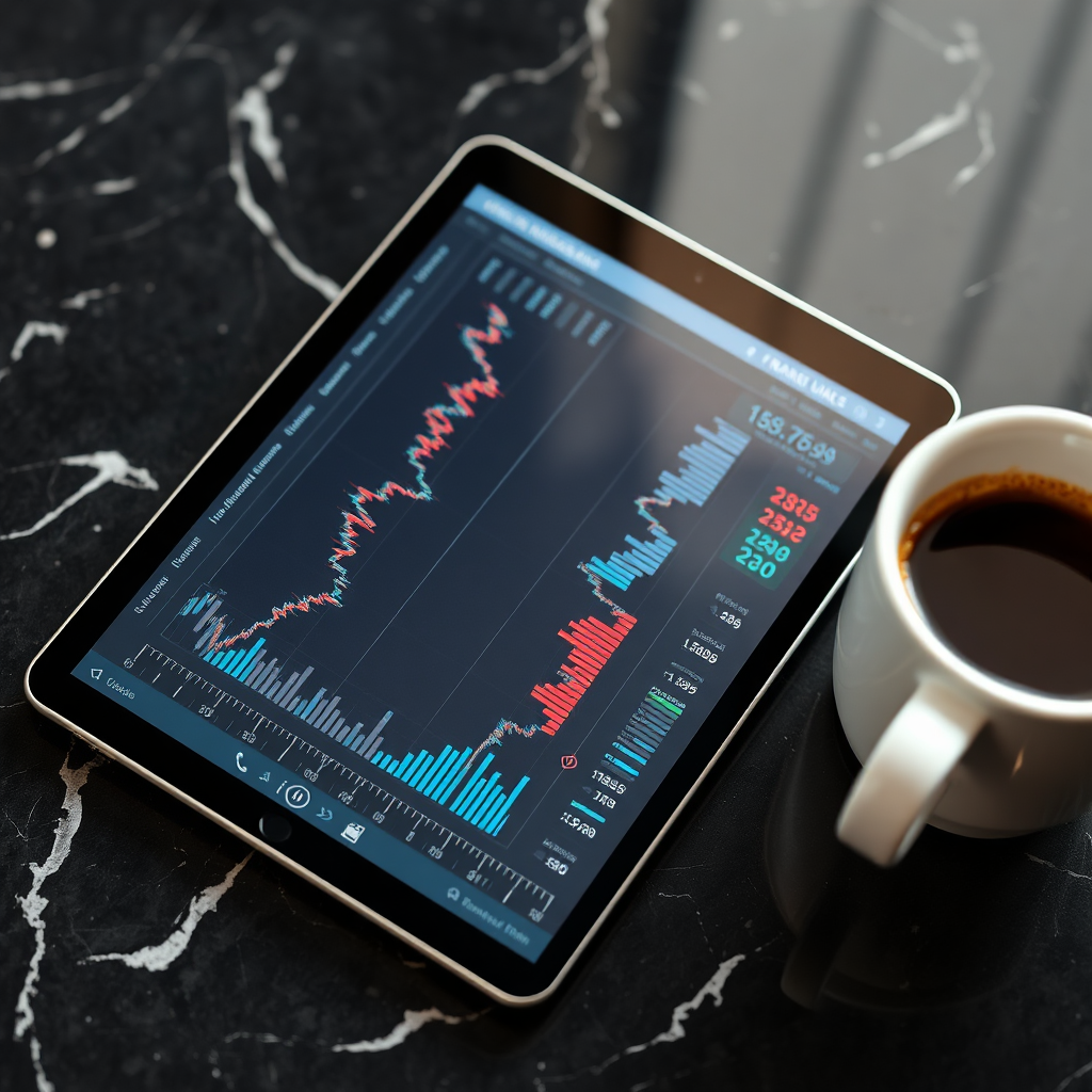 Financial data on tablet