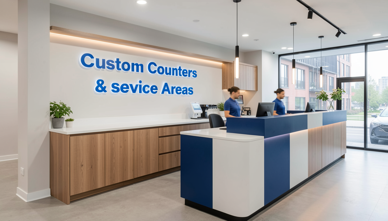 Custom counters and service areas