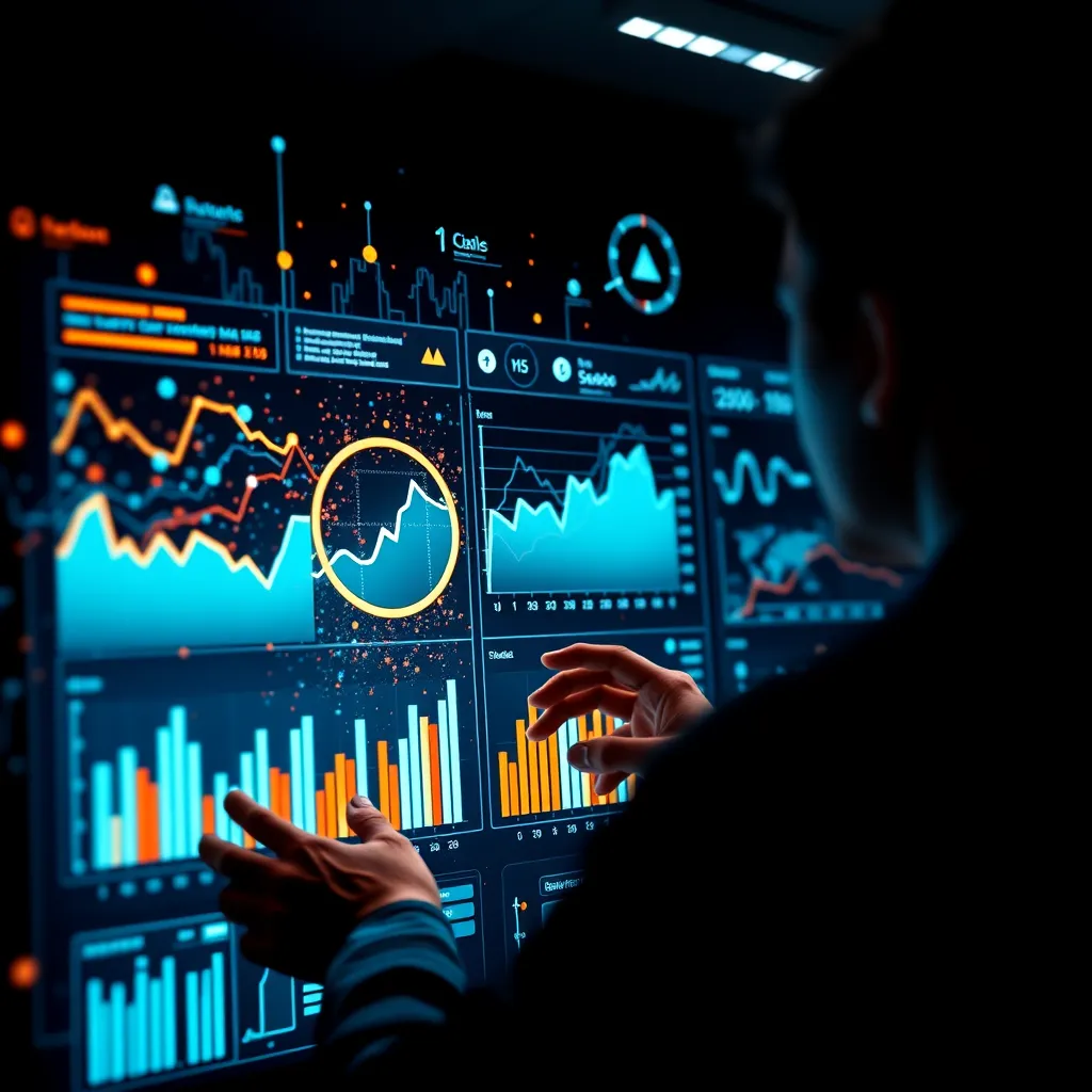A stylized visualization of data points, charts, and graphs flowing into a digital dashboard, representing data analysis and insights. The dashboard is being reviewed by a professional, highlighting a key insight related to brand growth and engagement. The image should exude a sense of analytical precision and strategic decision-making.