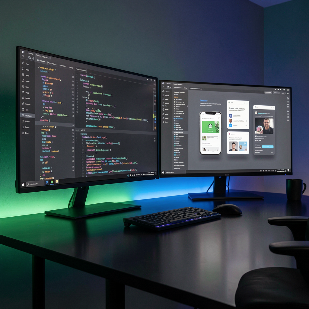 Espacio de trabajo moderno con desarrollo web avanzado