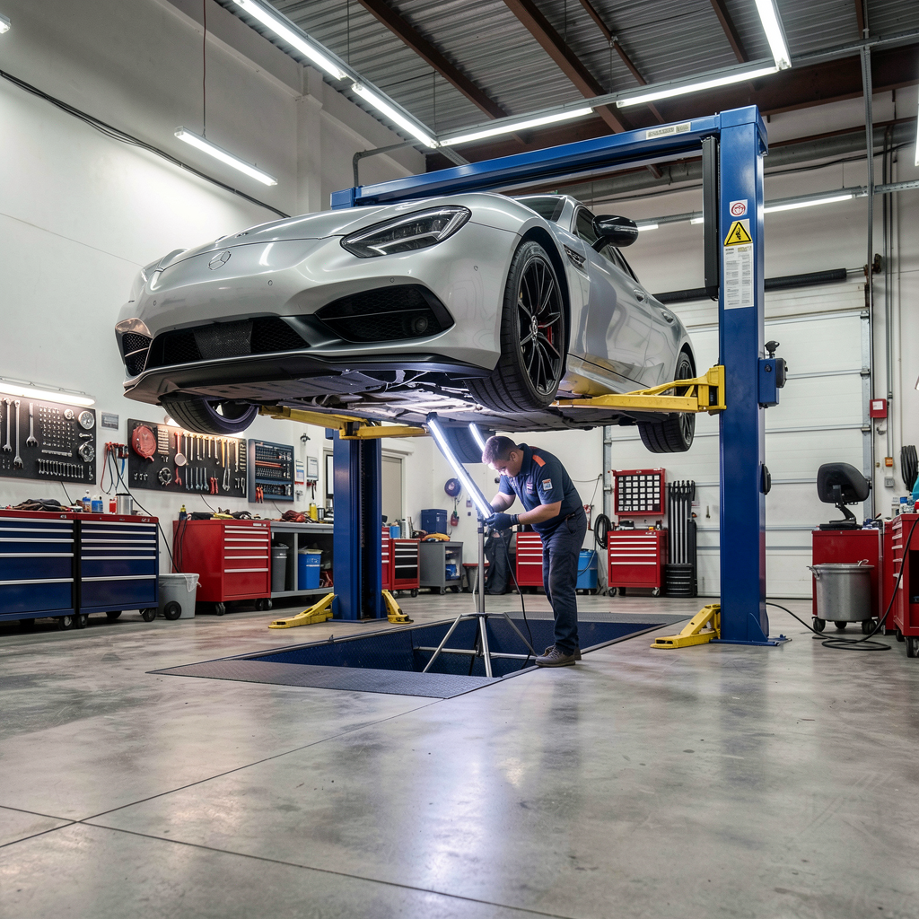 Repair bay with lift