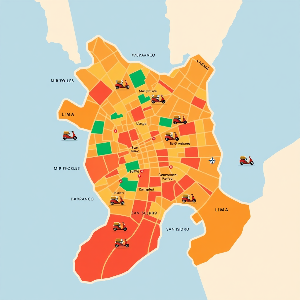 Mapa de zonas de entrega en Lima