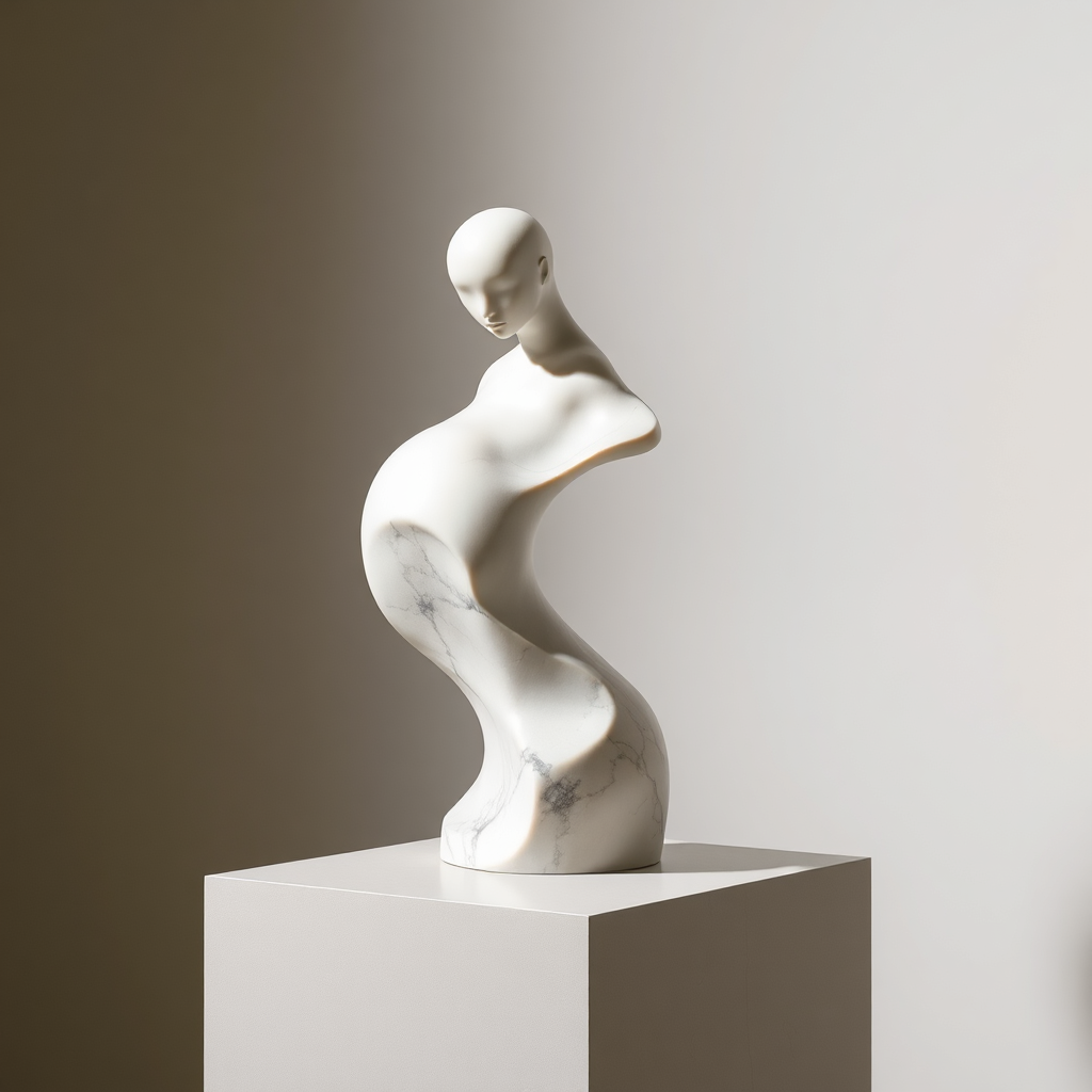 Marble sculpture on plinth