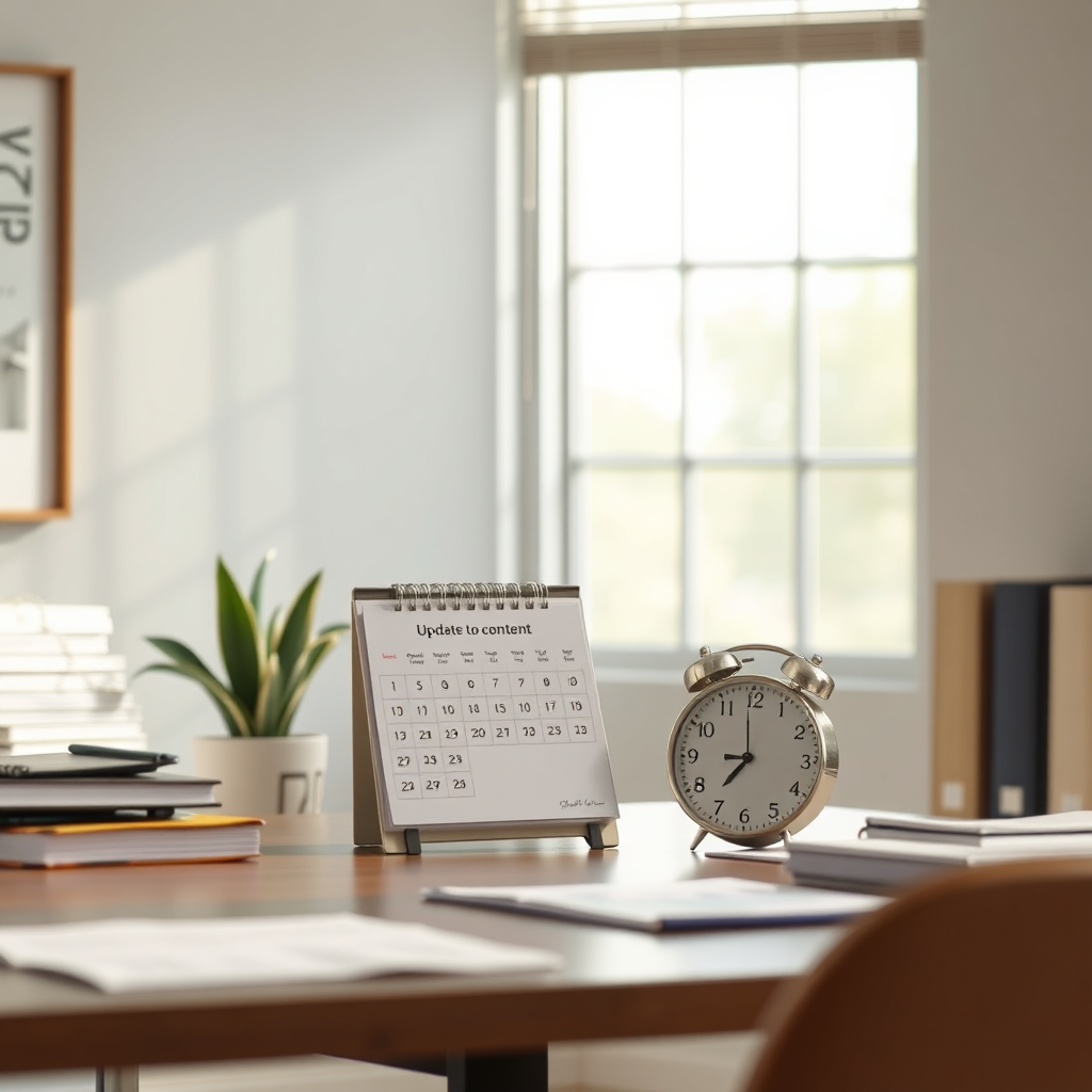 Calendar and clock illustrating timely updates