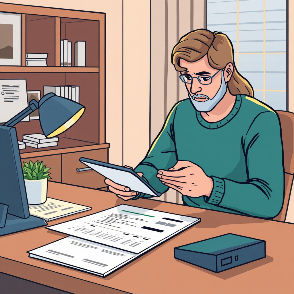 Editorial illustration of a homeowner evaluating repair estimates