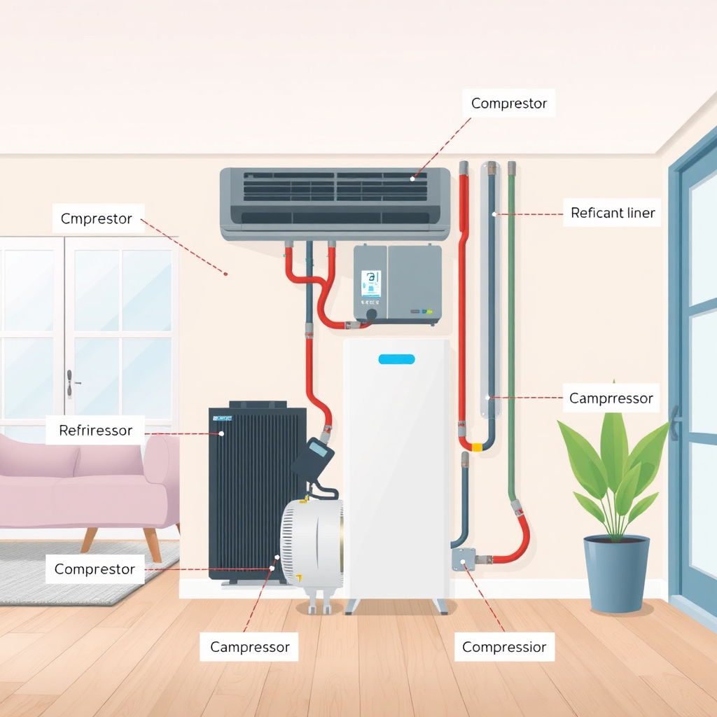 Illustration of an HVAC system components