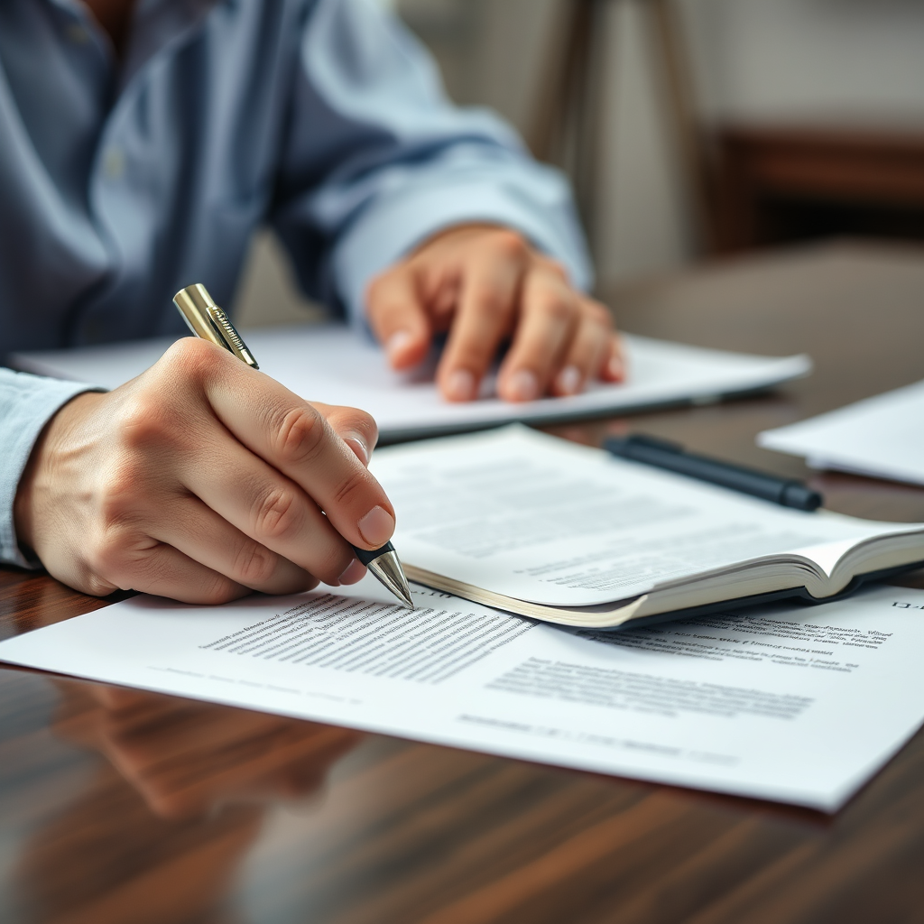 Homeowner reviewing a written insurance denial letter with a pen in hand