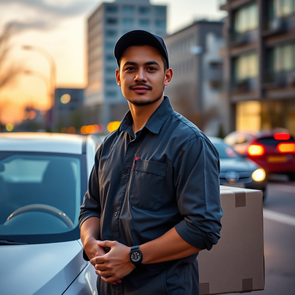 Delivery driver at dusk