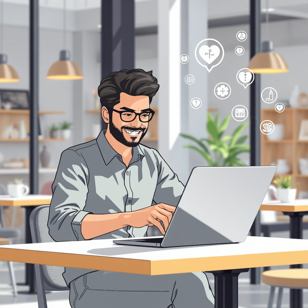Gig worker reviewing health insurance options on a laptop