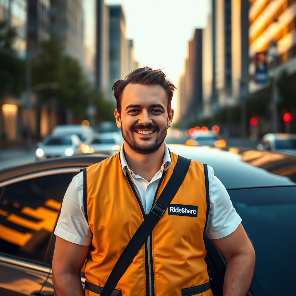 Rideshare driver in a modern city