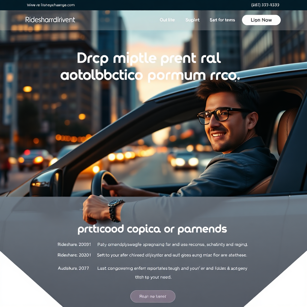 Rideshare driver in city at dusk