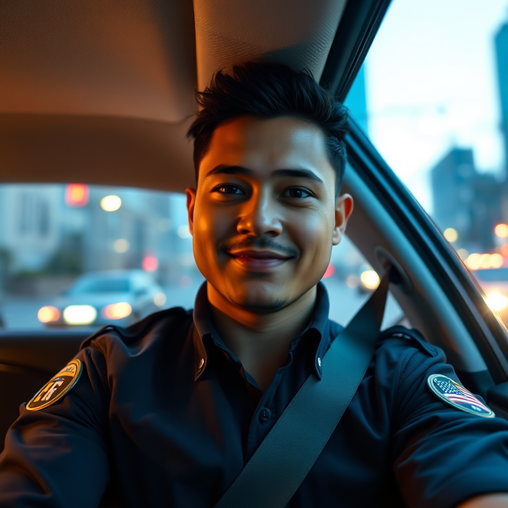 Rideshare driver in car