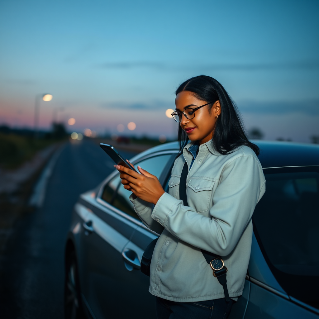 Rideshare driver reviewing information after an accident