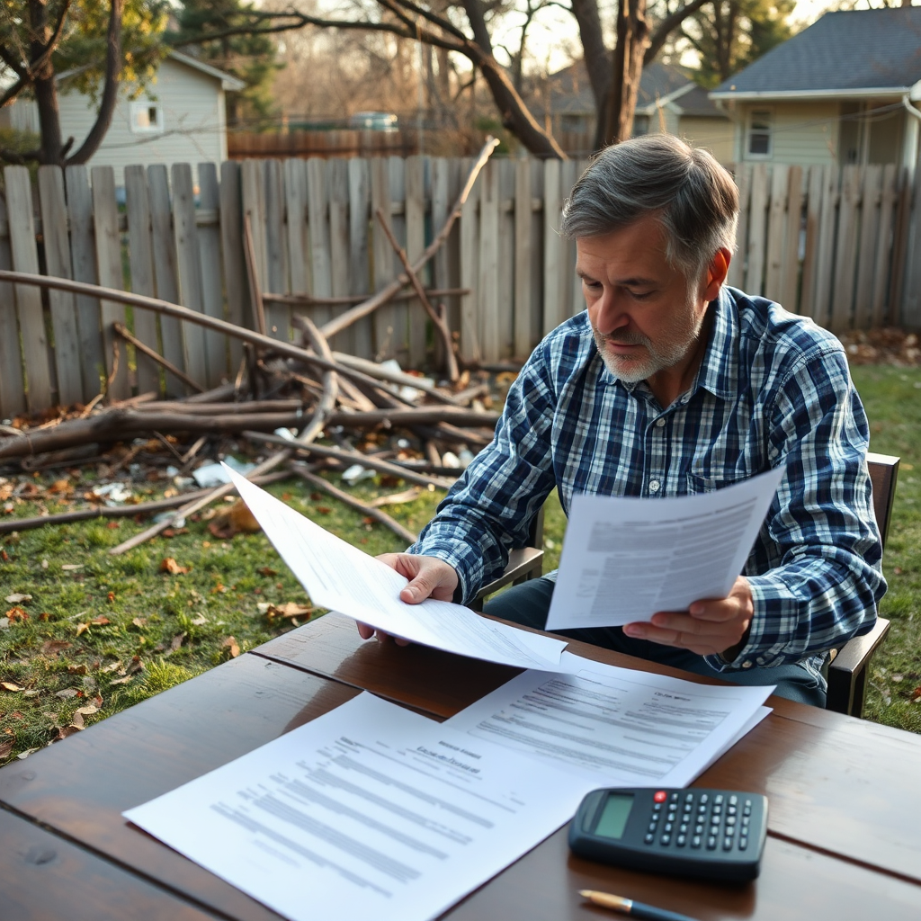 Homeowner reviewing insurance after storm damage