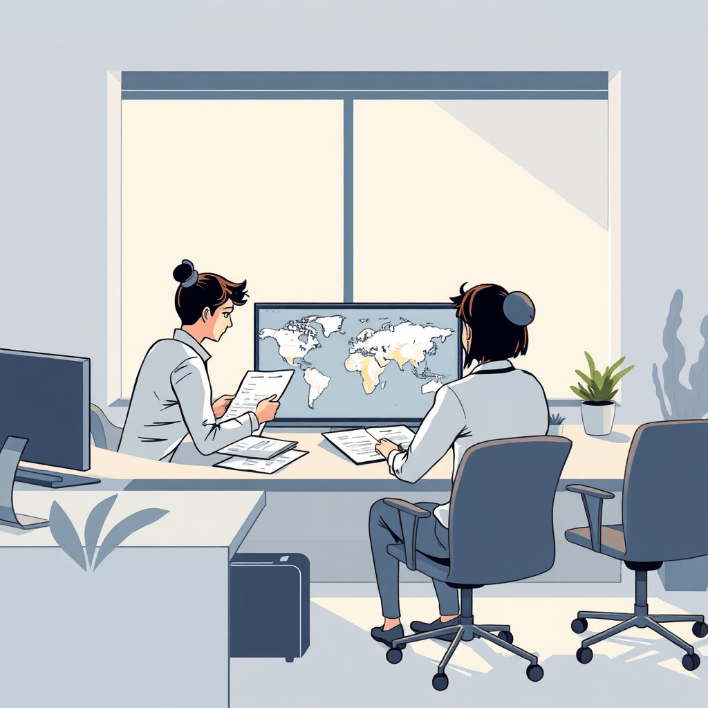 Informational illustration showing a team reviewing content