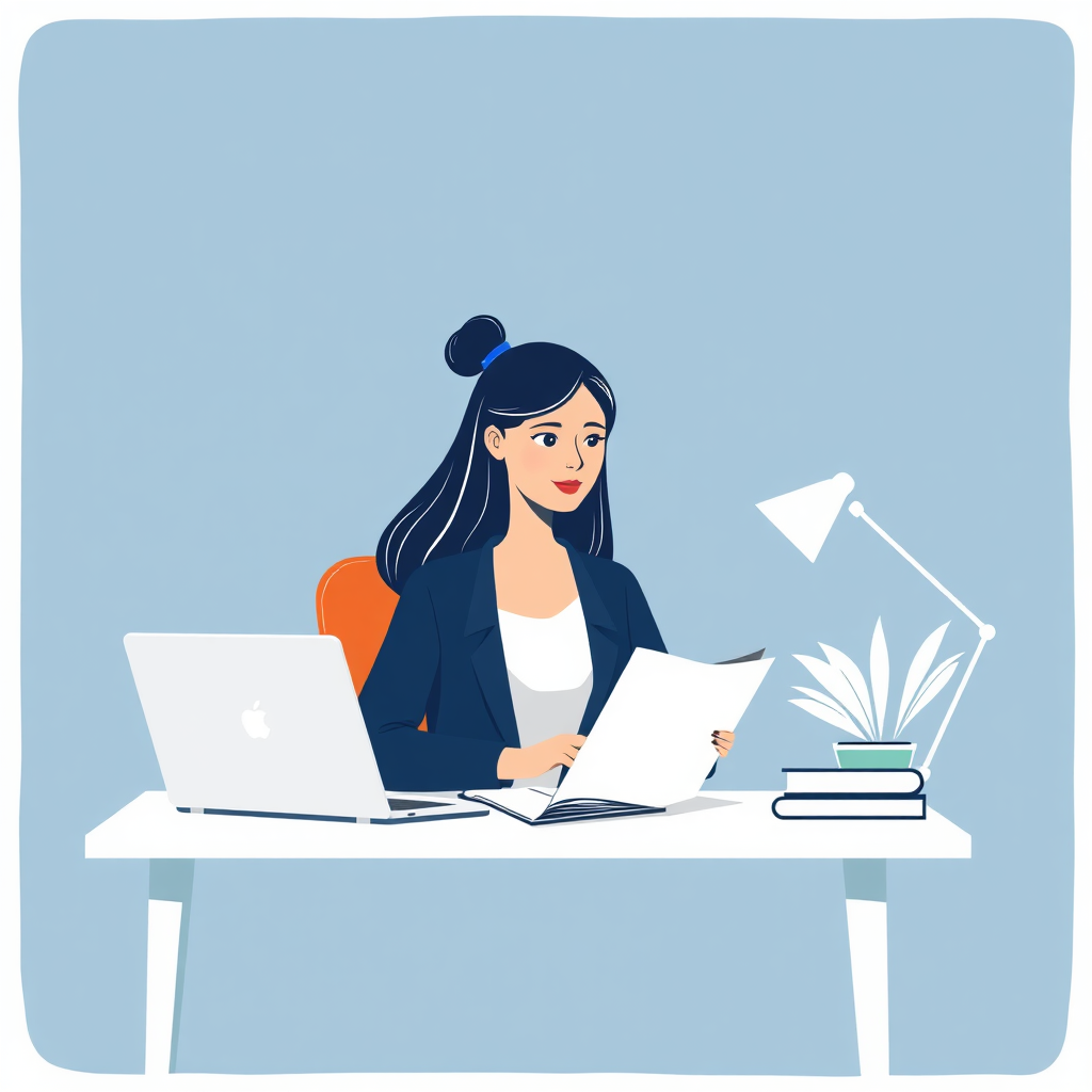 Freelancer at desk illustration