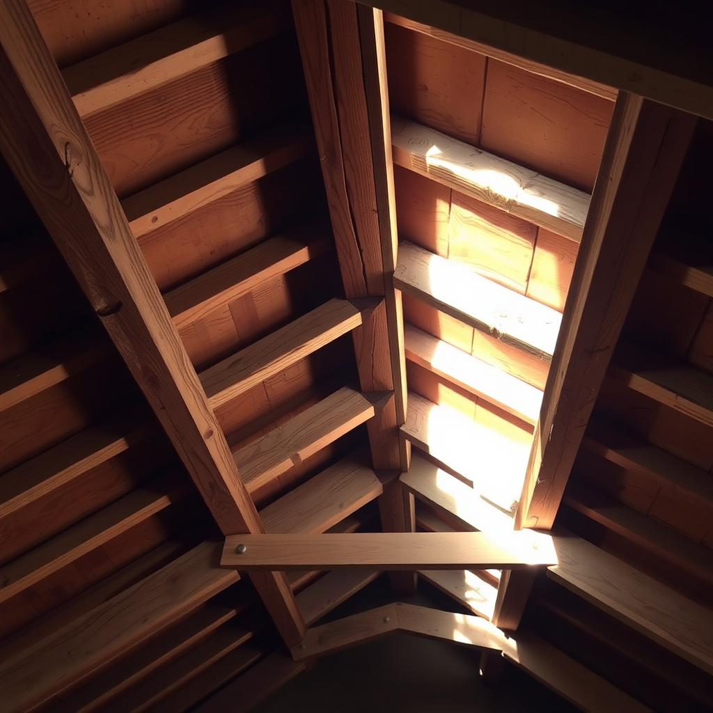 Rafter and brace details in attic