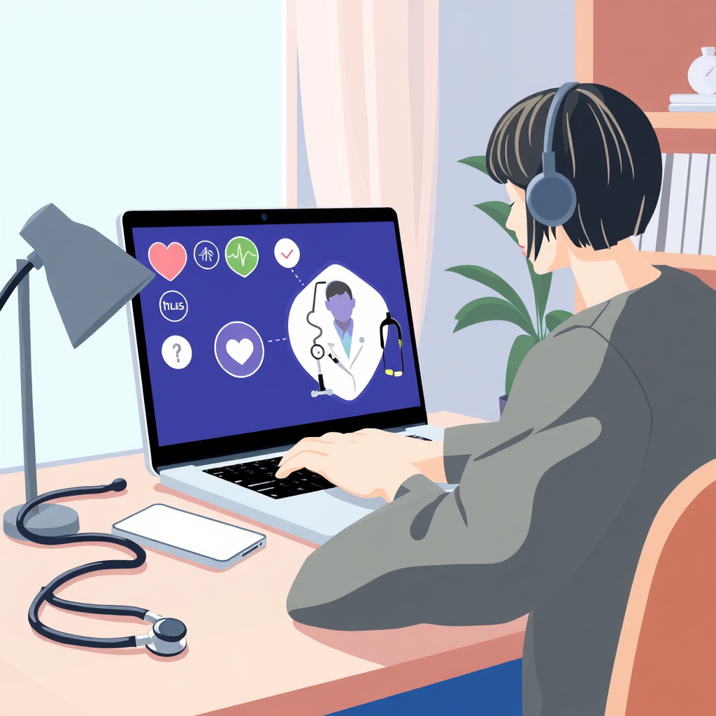 Gig worker accessing telehealth services from home