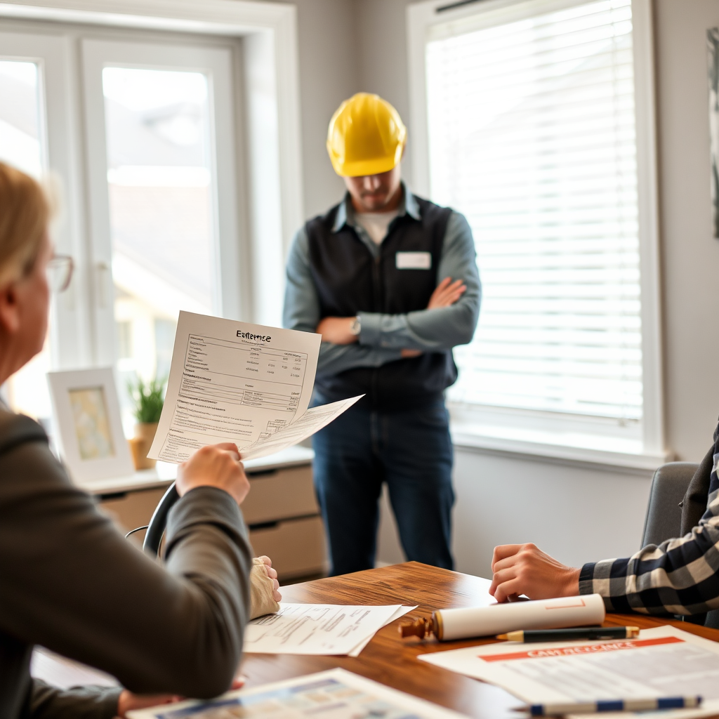 Contractor evaluations and homeowner reviewing proposals