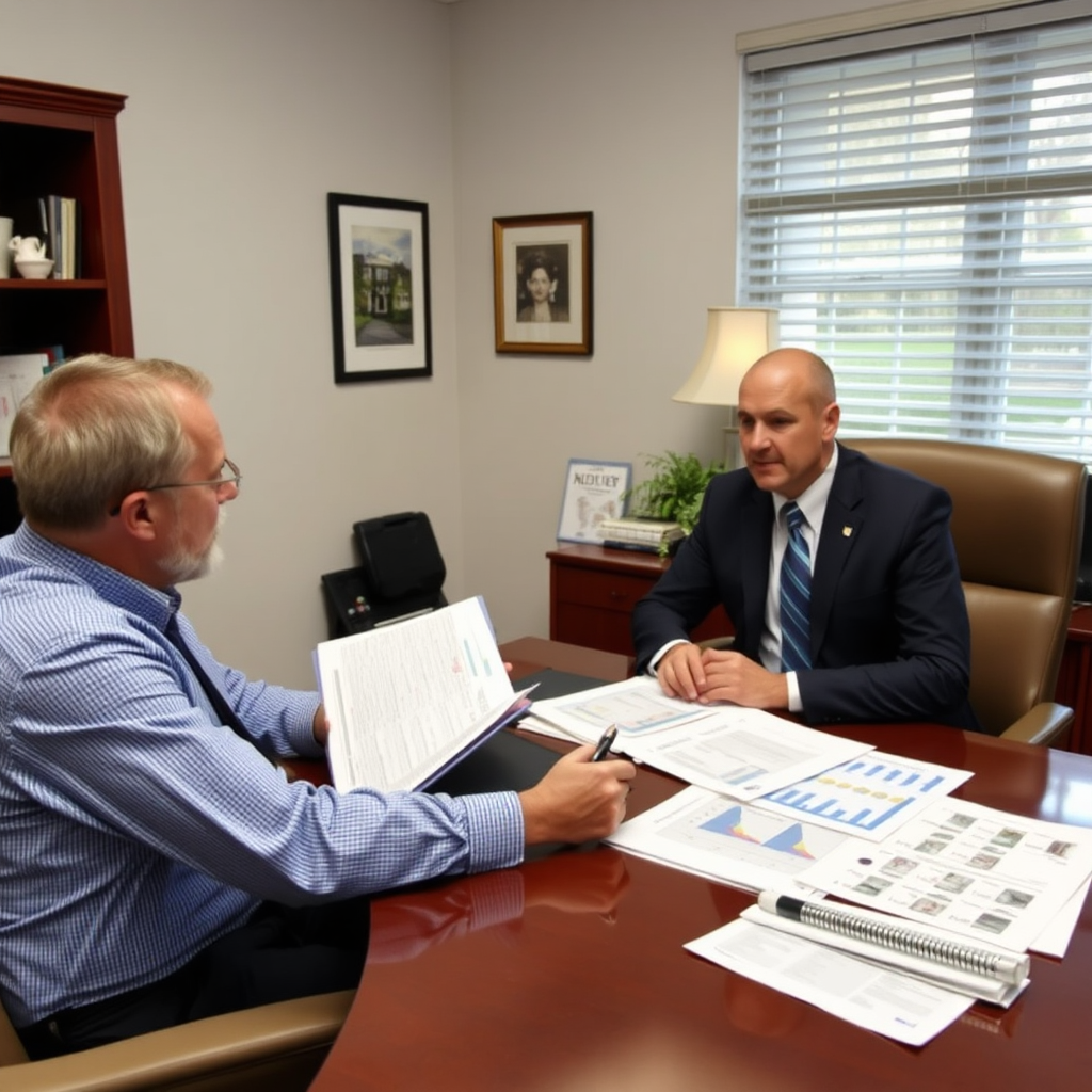 Public adjuster reviewing claim with homeowner