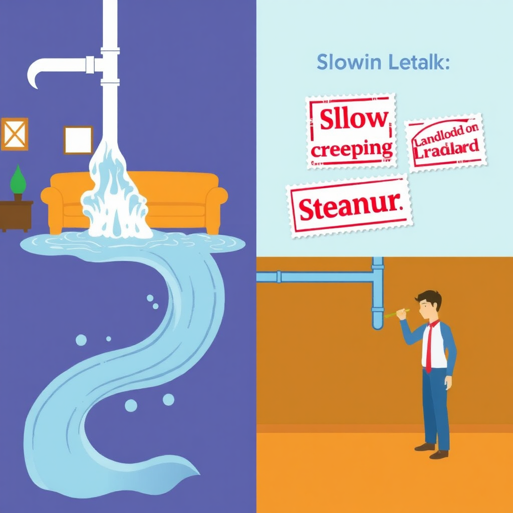Sudden vs gradual water damage illustration