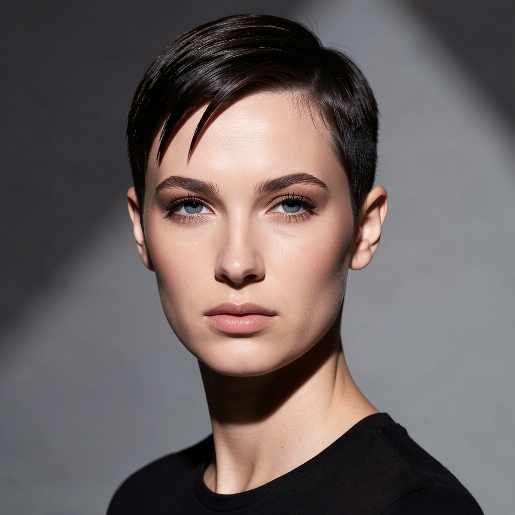 Sleek precision pixie haircut