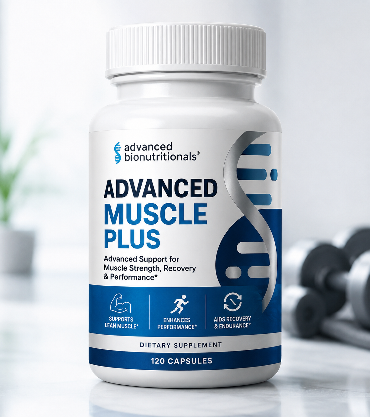Advanced Muscle Plus supplement bottle