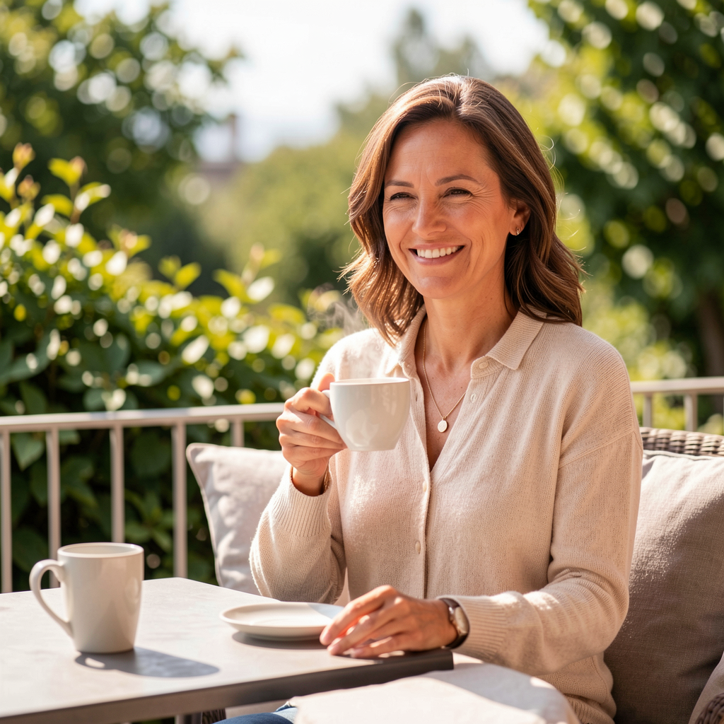 Active adult enjoying morning wellness routine
