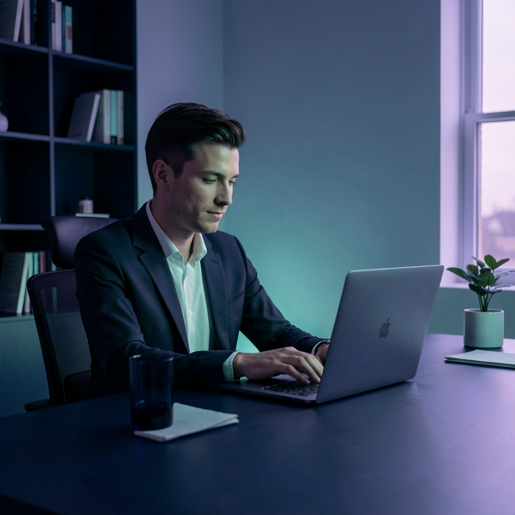 Person working in a modern digital workspace