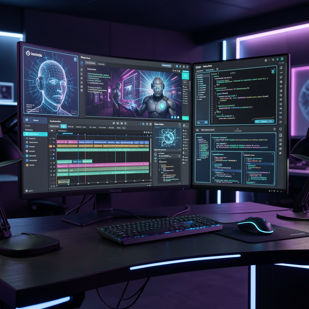 Futuristic AI Creator Workstation