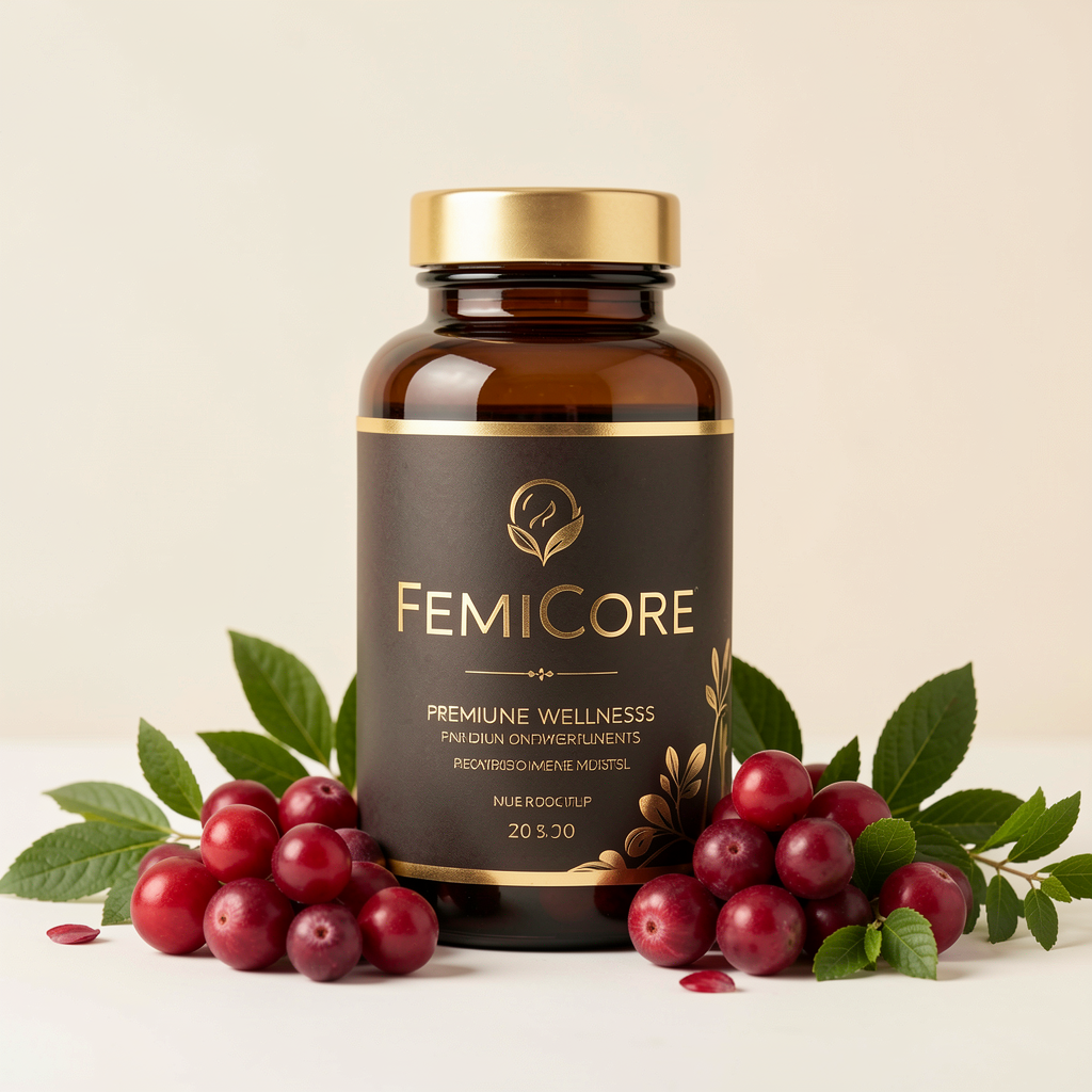 FemiCore supplement bottle with botanical ingredients