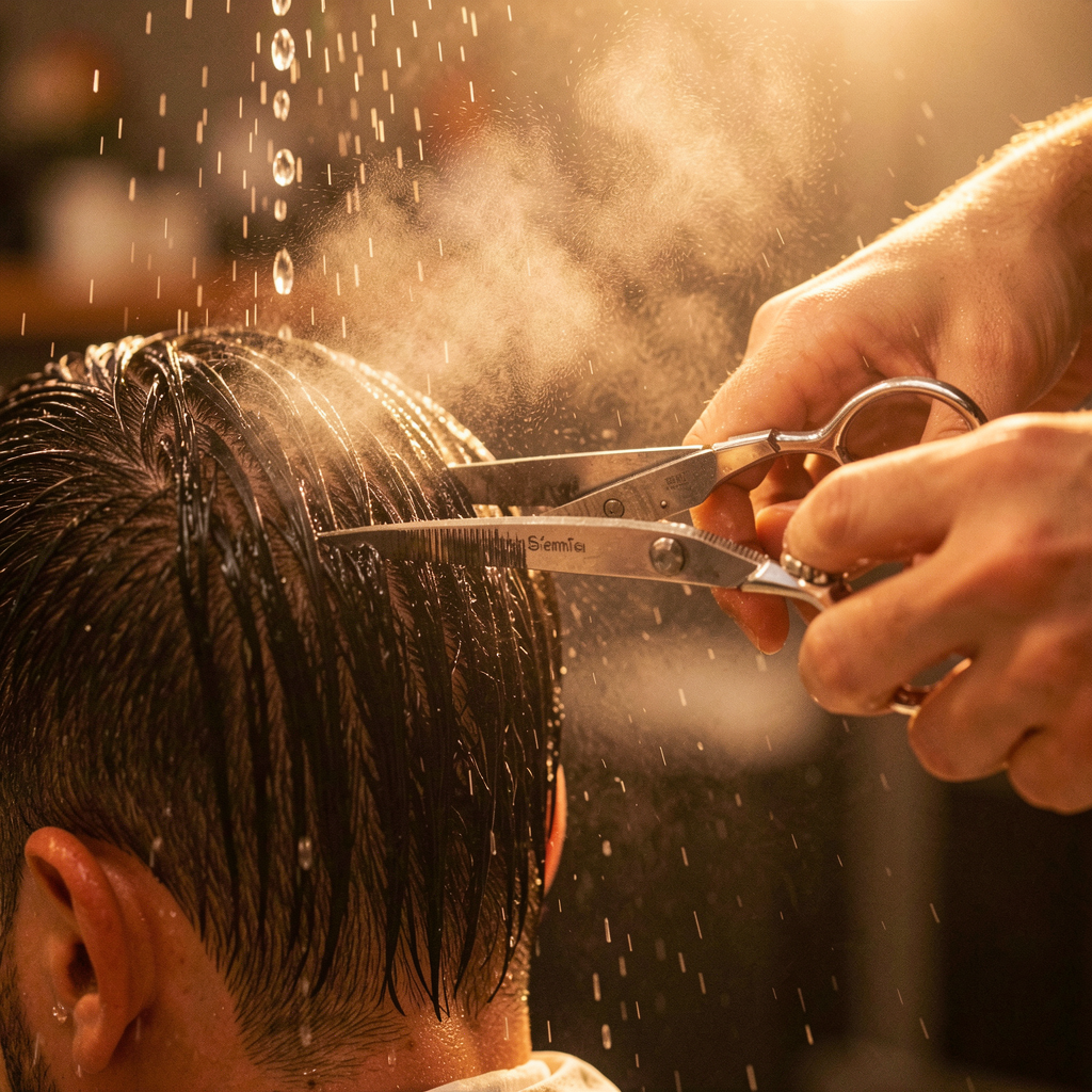 Barbering action shot