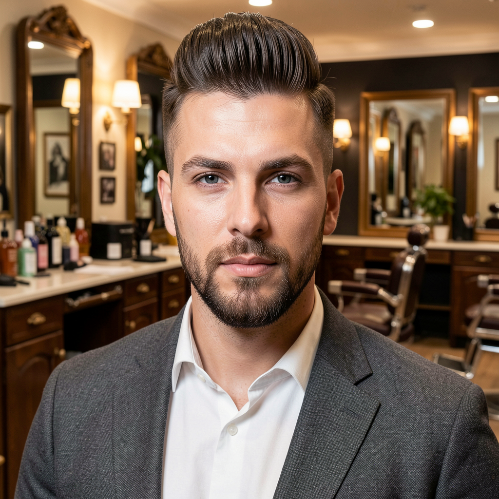 Barbershop client portrait