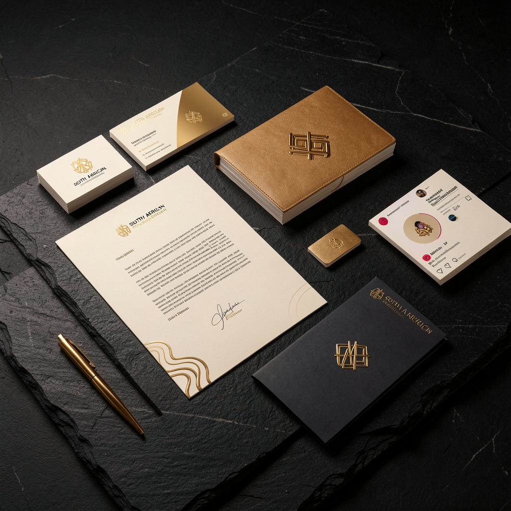Black and gold business branding mockup