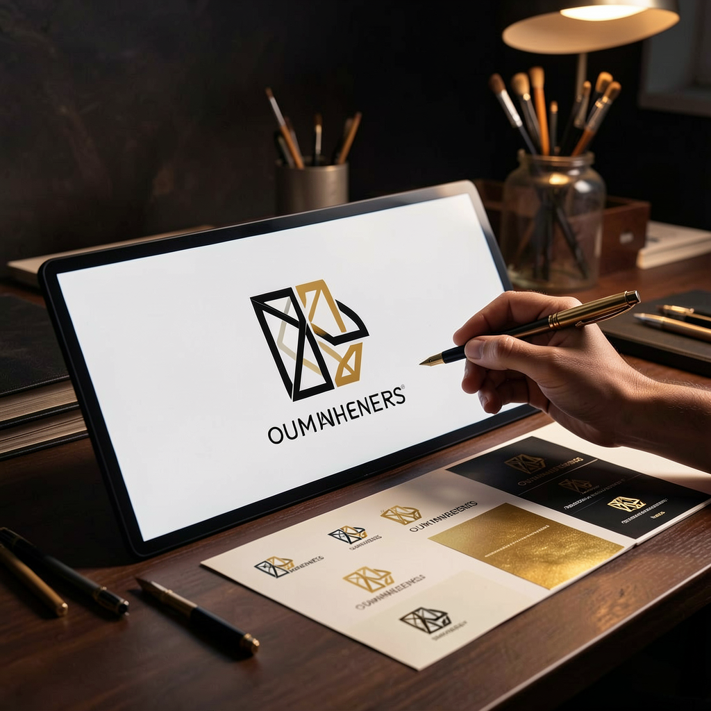Designer creating a business logo