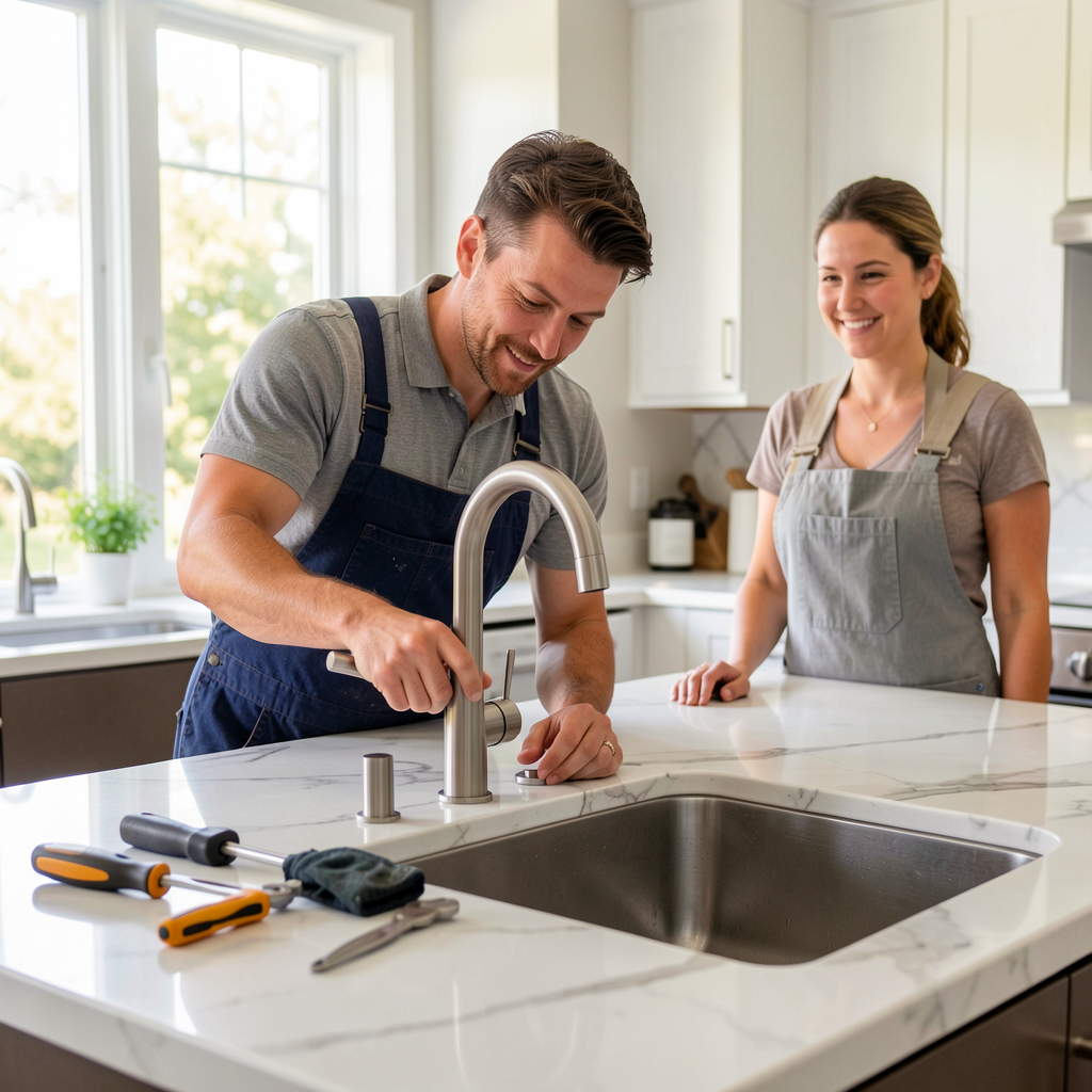 New kitchen faucet installation