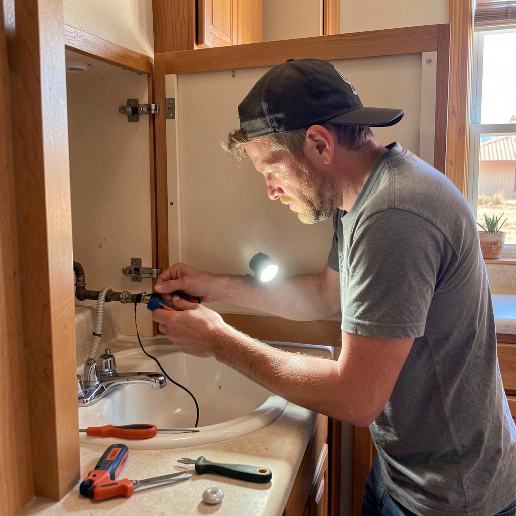 Leak repair under a sink