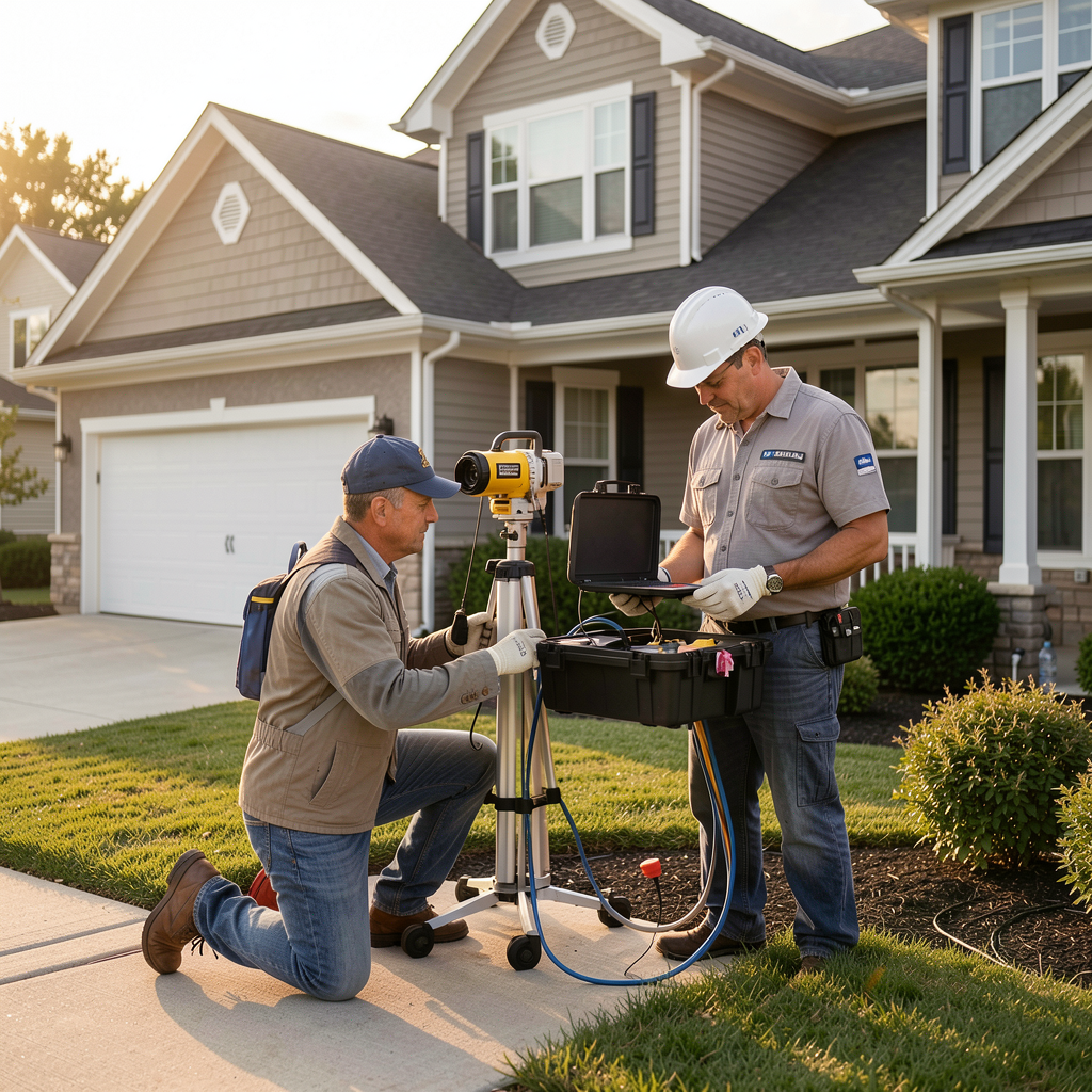 Technician inspecting a sewer line