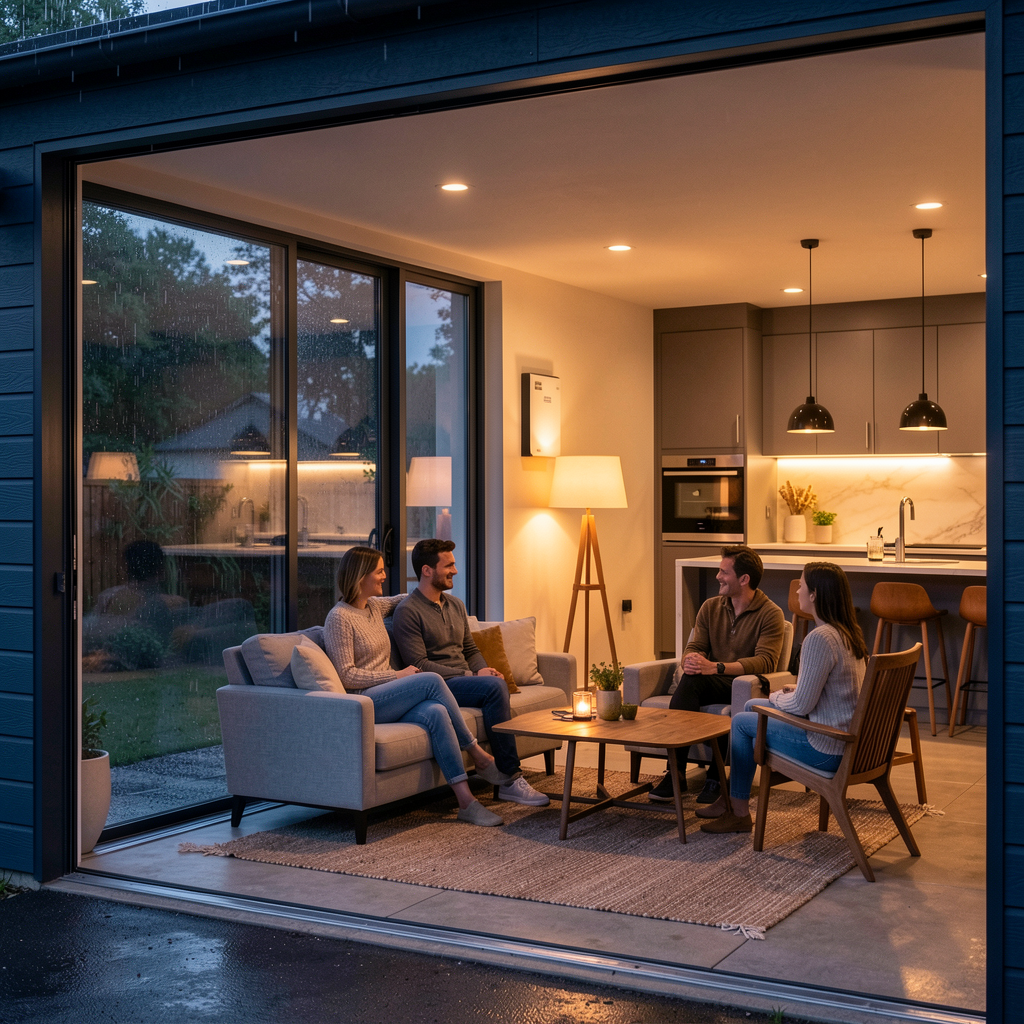Home battery backup providing household energy