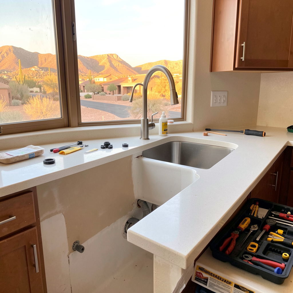 Completed kitchen plumbing