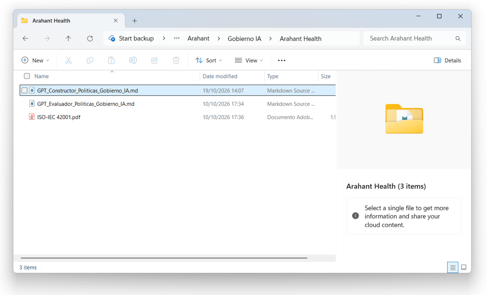 Proyecto creado y carpeta configurada para almacenar archivos del ejercicio
